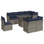 Set sofás jardín y cojines 9 pzas ratán sintético acacia gris de , Conjuntos de jardín - Ref: Foro24-3326182, Precio: 755,49 ...