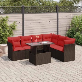 Set sofás jardín y cojines 7 pzas ratán sintético acacia gris de , Conjuntos de jardín - Ref: Foro24-3326175, Precio: 553,76 ...