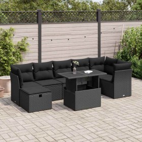 Set de sofás de jardín y cojines 8 piezas ratán sintético negro de , Conjuntos de jardín - Ref: Foro24-3327785, Precio: 552,2...