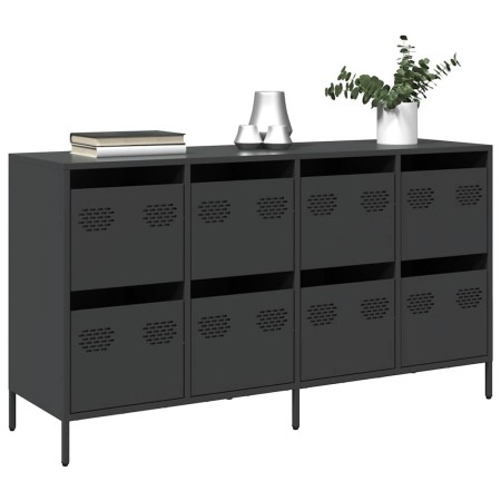 Aparador de acero laminado en frío negro 135x39x73,5 cm de , Aparadores - Ref: Foro24-3307167, Precio: 213,01 €, Descuento: %