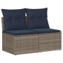 Set sofás jardín y cojines 2 pzas ratán sintético acacia gris de , Conjuntos de jardín - Ref: Foro24-3325247, Precio: 138,45 ...