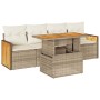 Set sofás jardín y cojines 5 pzas ratán sintético acacia beige de , Conjuntos de jardín - Ref: Foro24-3327656, Precio: 394,08...