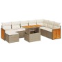 Set sofás jardín y cojines 9 pzas ratán sintético acacia beige de , Conjuntos de jardín - Ref: Foro24-3327747, Precio: 629,90...