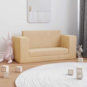 Sofá cama de niños 2 plazas felpa suave crema de , Mobiliario para bebés y niños pequeños - Ref: Foro24-357037, Precio: 57,17...