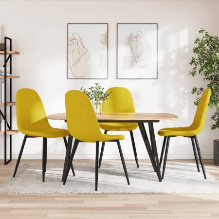 Sillas de comedor 4 uds terciopelo amarillo mostaza en Sillas de comedor | Comprar online en Foru.es