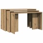 Mesas apilables 3 pzas madera contrachapada color roble artisan de , Mesas auxiliares - Ref: Foro24-858541, Precio: 60,90 €, ...