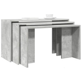 Mesas apilables 3 piezas madera contrachapada gris hormigón de , Mesas auxiliares - Ref: Foro24-858536, Precio: 61,01 €, Desc...