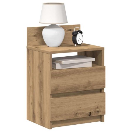 Mesilla de noche con 2 cajones roble artesano 40x33x60 cm de , Mesitas de noche - Ref: Foro24-858576, Precio: 53,70 €, Descue...