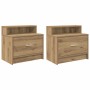 Mesillas de noche con cajón 2 uds roble artesanal 51x31x47 cm de , Mesitas de noche - Ref: Foro24-858685, Precio: 66,47 €, De...