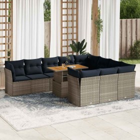 Set de sofás de jardín 11 pzas y cojines ratán sintético gris de , Conjuntos de jardín - Ref: Foro24-3326980, Precio: 838,81 ...