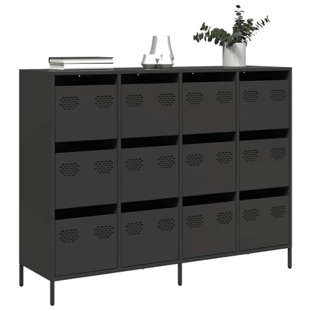 Aparador de acero laminado en frío negro 135x39x103,5 cm de , Aparadores - Ref: Foro24-3307173, Precio: 291,43 €, Descuento: %