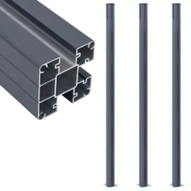 Postes de valla 3 unidades aluminio gris oscuro 185 cm de vidaXL, Postes de cerca - Ref: Foro24-148987, Precio: 217,38 €, Des...
