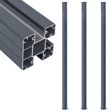 Postes de valla 3 unidades aluminio gris oscuro 185 cm de vidaXL, Postes de cerca - Ref: Foro24-148987, Precio: 217,38 €, Des...