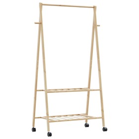 Perchero con estantes y ruedas 96x45,5x155,5 cm bambú de , Organizadores de vestidores y perchas de barra - Ref: Foro24-40089...