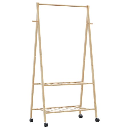 Perchero con estantes y ruedas 96x45,5x155,5 cm bambú de , Organizadores de vestidores y perchas de barra - Ref: Foro24-40089...
