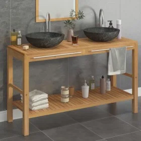 Mueble tocador madera teca maciza con lavabos de mármol negro de vidaXL, Tocadores de baño - Ref: Foro24-3058168, Precio: 426...