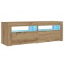 Mesitas de noche luces LEDs 2 uds roble artesanal 60x35x40 cm de , Mesitas de noche - Ref: Foro24-3329162, Precio: 83,03 €, D...