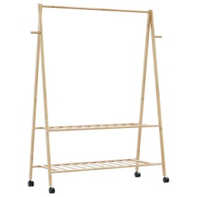 Perchero con estantes y ruedas 132x45,5x155,5 cm bambú de , Organizadores de vestidores y perchas de barra - Ref: Foro24-4008...