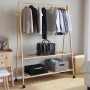 Perchero con estantes y ruedas 132x45,5x155,5 cm bambú de , Organizadores de vestidores y perchas de barra - Ref: Foro24-4008...