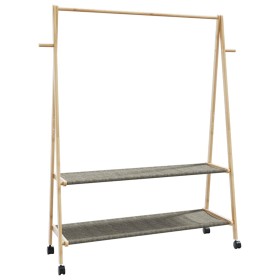 Perchero con estantes y ruedas 132x45,5x155,5 cm bambú de , Organizadores de vestidores y perchas de barra - Ref: Foro24-4008...