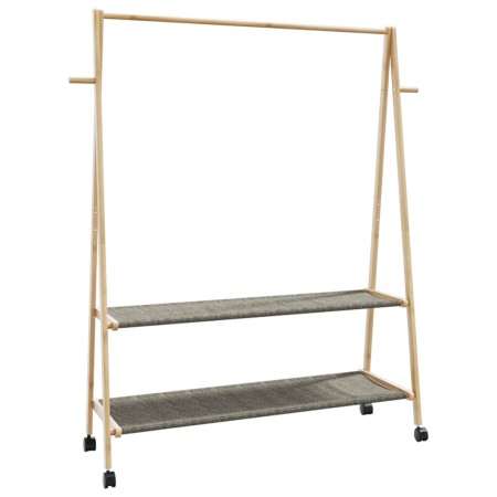 Perchero con estantes y ruedas 132x45,5x155,5 cm bambú de , Organizadores de vestidores y perchas de barra - Ref: Foro24-4008...