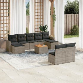 Set de sofás de jardín 10 pzas con cojines ratán sintético gris en Conjuntos de jardín | Comprar online en Foru.es