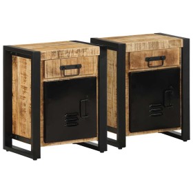 Mesitas de noche 2 piezas madera maciza rugosa mango de , Mesitas de noche - Ref: Foro24-4013560, Precio: 223,32 €, Descuento: %