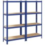 Estanterías de 4 baldas 2 uds madera contrachapada y acero azul de , Estanterías industriales - Ref: Foro24-4016935, Precio: ...