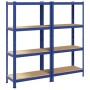 Estanterías de 4 baldas 2 uds madera contrachapada y acero azul de , Estanterías industriales - Ref: Foro24-4016935, Precio: ...