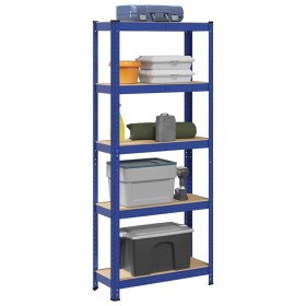 Estantería almacenaje 5 niveles azul madera ingeniería acero de , Estanterías industriales - Ref: Foro24-4016940, Precio: 42,...