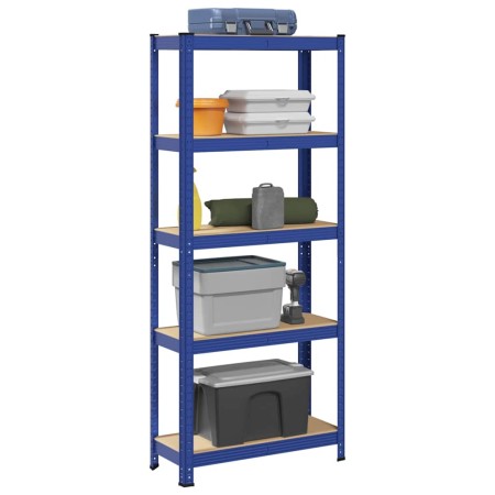 Estantería almacenaje 5 niveles azul madera ingeniería acero de , Estanterías industriales - Ref: Foro24-4016940, Precio: 42,...
