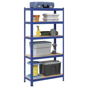 Estantería almacenaje 5 niveles azul madera ingeniería acero de , Estanterías industriales - Ref: Foro24-4016949, Precio: 48,...