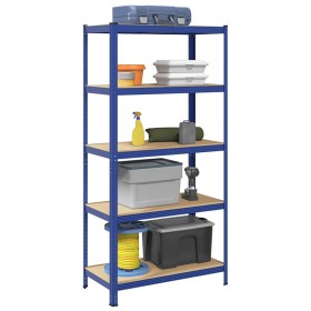 Estantería almacenaje 5 niveles azul madera ingeniería acero de , Estanterías industriales - Ref: Foro24-4016961, Precio: 62,...
