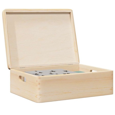 Caja de madera con tapa y asas madera maciza pino 40x30x13 cm de , Cestas para almacenaje - Ref: Foro24-4017391, Precio: 32,5...
