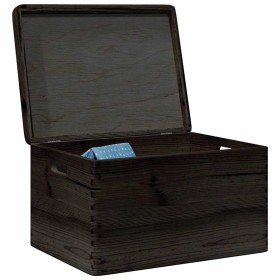 Caja de madera con tapa y asas madera maciza pino 40x30x23 cm de , Cestas para almacenaje - Ref: Foro24-4017398, Precio: 47,2...