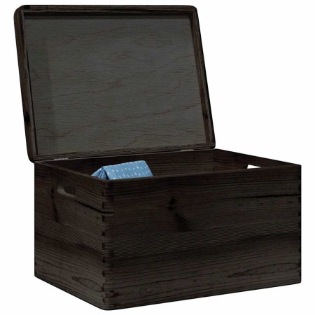Caja de madera con tapa y asas madera maciza pino 40x30x23 cm de , Cestas para almacenaje - Ref: Foro24-4017398, Precio: 47,2...