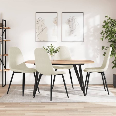 Sillas de comedor 4 unidades terciopelo blanco crema en Sillas de comedor | Comprar online en Foru.es