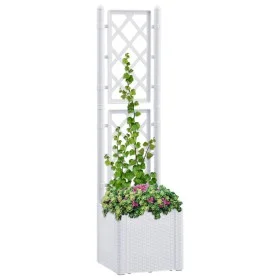 Arriate con enrejado y sistema de riego automático blanco de vidaXL, Maceteros y jardineras - Ref: Foro24-313963, Precio: 116...