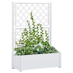 Jardinera con enrejado PP blanca 100x43x142 cm de vidaXL, Maceteros y jardineras - Ref: Foro24-313983, Precio: 135,76 €, Desc...