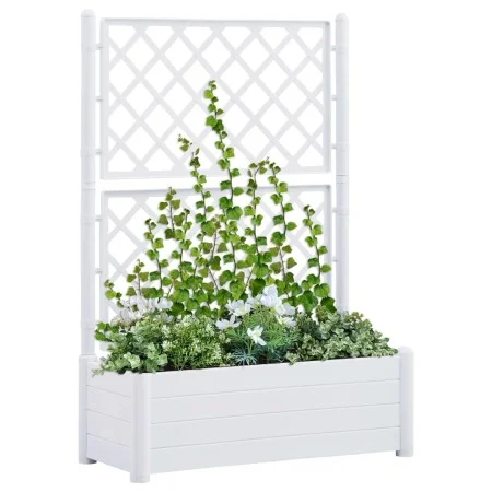 Jardinera con enrejado PP blanca 100x43x142 cm de vidaXL, Maceteros y jardineras - Ref: Foro24-313983, Precio: 135,76 €, Desc...