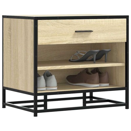 Banco zapatero madera de ingeniería roble sonoma 60x40x53,5 cm de , Bancos para recibidores y almacenamiento - Ref: Foro24-84...