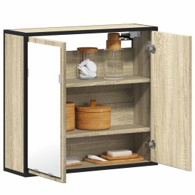 Armario con espejo de baño madera roble sonoma 65x20x60 cm de , Tocadores de baño - Ref: Foro24-849255, Precio: 86,03 €, Desc...