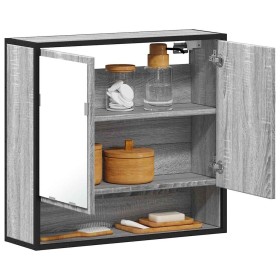 Armario con espejo de baño madera gris sonoma 65x20x60 cm de , Tocadores de baño - Ref: Foro24-849262, Precio: 86,67 €, Descu...