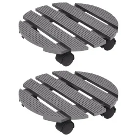 Plant stand with wheels 2 units WPC gray Ø30x7.5 cm by vidaXL, Pot stands - Ref: Foro24-149032, Price: 42,56 €, Discount: %