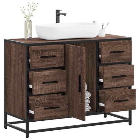 Armario lavabo baño madera ingeniería roble marrón 80x33x60 cm de , Muebles de baño - Ref: Foro24-849283, Precio: 119,64 €, D...