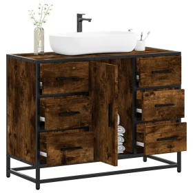 Armario lavabo baño madera ingeniería roble ahumado 80x33x60 cm de , Muebles de baño - Ref: Foro24-849281, Precio: 120,26 €, ...