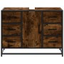 Armario lavabo baño madera ingeniería roble ahumado 80x33x60 cm de , Muebles de baño - Ref: Foro24-849281, Precio: 120,26 €, ...