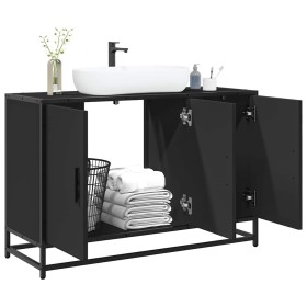 Armario de lavabo de baño madera ingeniería negro 90x33x60 cm de , Muebles de baño - Ref: Foro24-849269, Precio: 93,33 €, Des...
