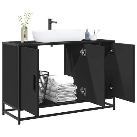 Armario de lavabo de baño madera ingeniería negro 90x33x60 cm de , Muebles de baño - Ref: Foro24-849269, Precio: 93,33 €, Des...