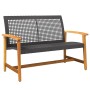 Banco de jardín madera de acacia y ratán PE negro 112 cm de , Sofás modulares de exterior - Ref: Foro24-367598, Precio: 94,65...